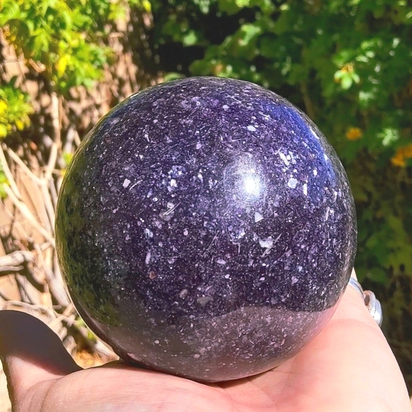 Big Ultra Sparkly Dark Purple Lepidolite Sphere - Picture 9 of 17